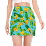 Banana Leaf Pattern Print Side Slit Mini Skirt