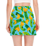 Banana Leaf Pattern Print Side Slit Mini Skirt