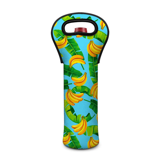 Banana Leaf Pattern Print Single Neoprene Wine Tote