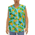Banana Leaf Pattern Print Sleeveless Baseball Jersey