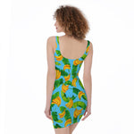 Banana Leaf Pattern Print Sleeveless Bodycon Dress