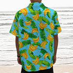 Banana Leaf Pattern Print Textured Short Sleeve Shirt