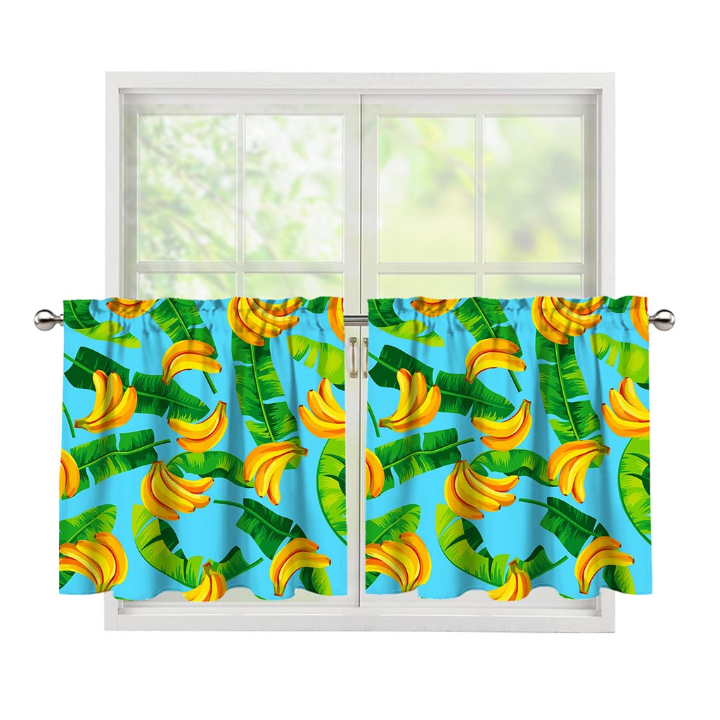 Banana Leaf Pattern Print Tier Curtains