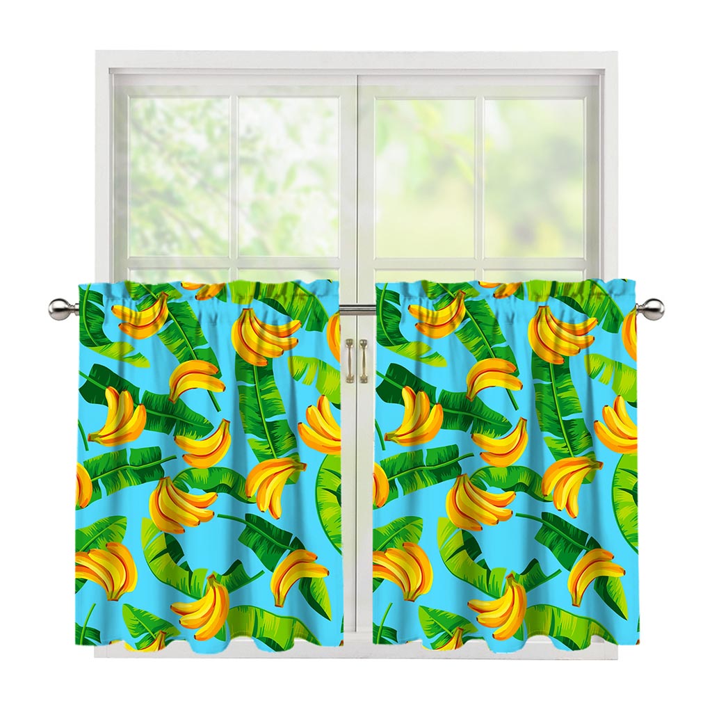 Banana Leaf Pattern Print Tier Curtains