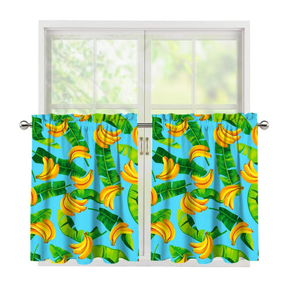 Banana Leaf Pattern Print Tier Curtains