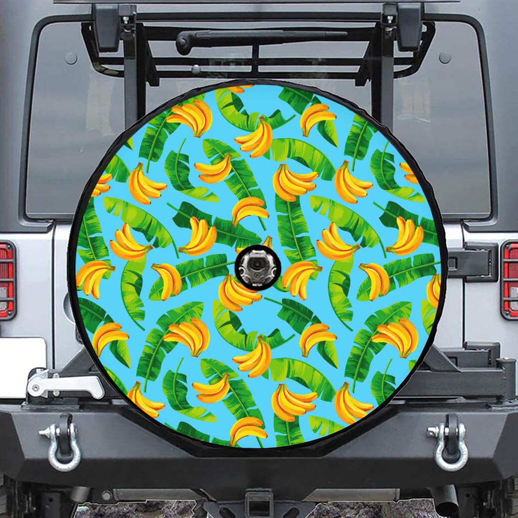 Banana Leaf Pattern Print Tire Cover With Camera Hole