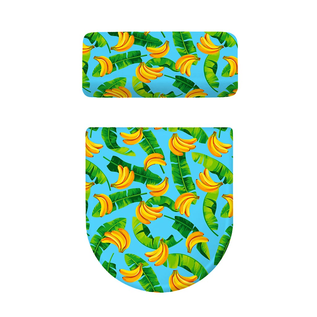 Banana Leaf Pattern Print Toilet Lid And Tank Cover Set