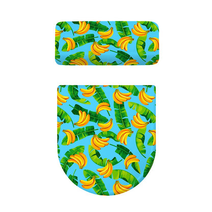 Banana Leaf Pattern Print Toilet Lid And Tank Cover Set