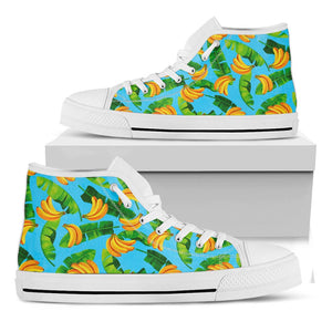 Banana Leaf Pattern Print White High Top Sneakers