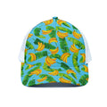 Banana Leaf Pattern Print White Mesh Trucker Hat