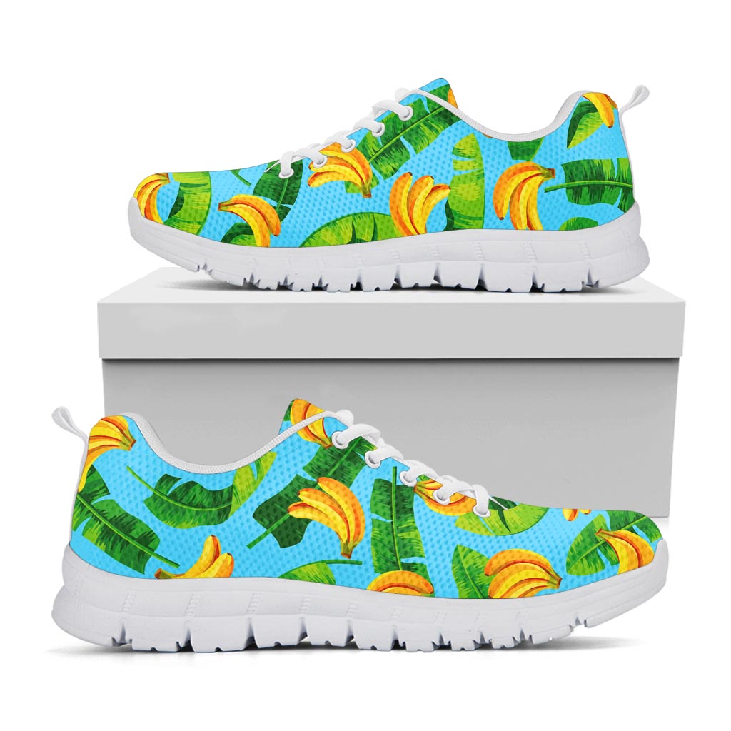 Banana Leaf Pattern Print White Running Shoes