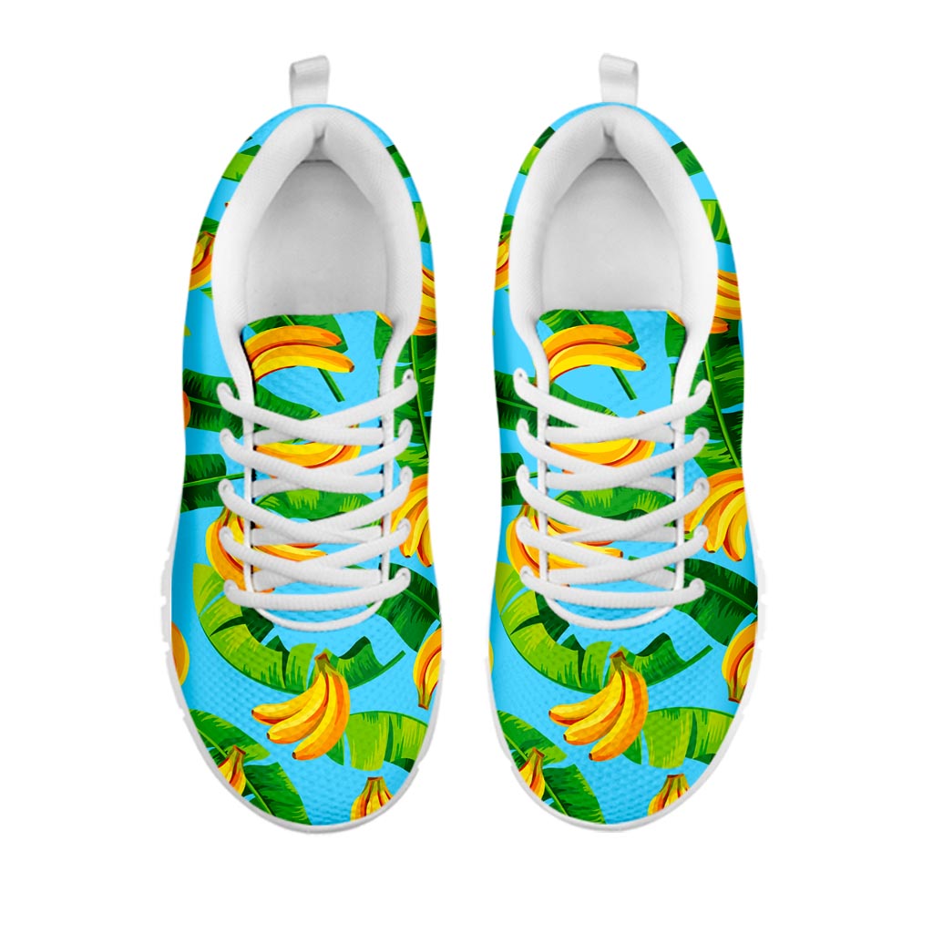 Banana Leaf Pattern Print White Running Shoes