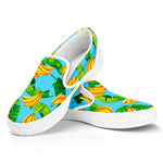 Banana Leaf Pattern Print White Slip On Sneakers