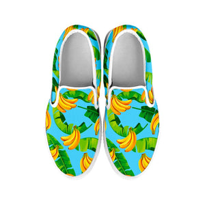 Banana Leaf Pattern Print White Slip On Sneakers