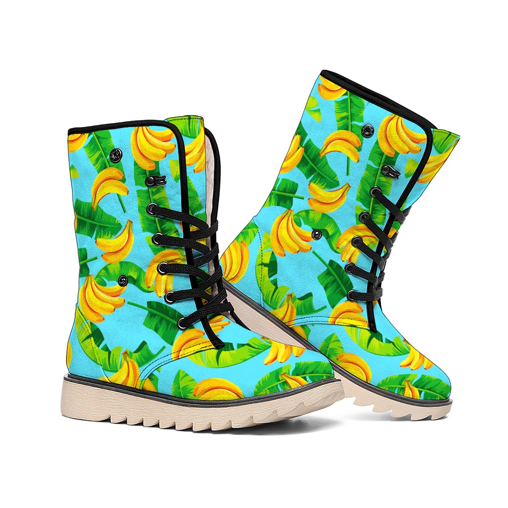 Banana Leaf Pattern Print Winter Boots