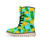 Banana Leaf Pattern Print Winter Boots