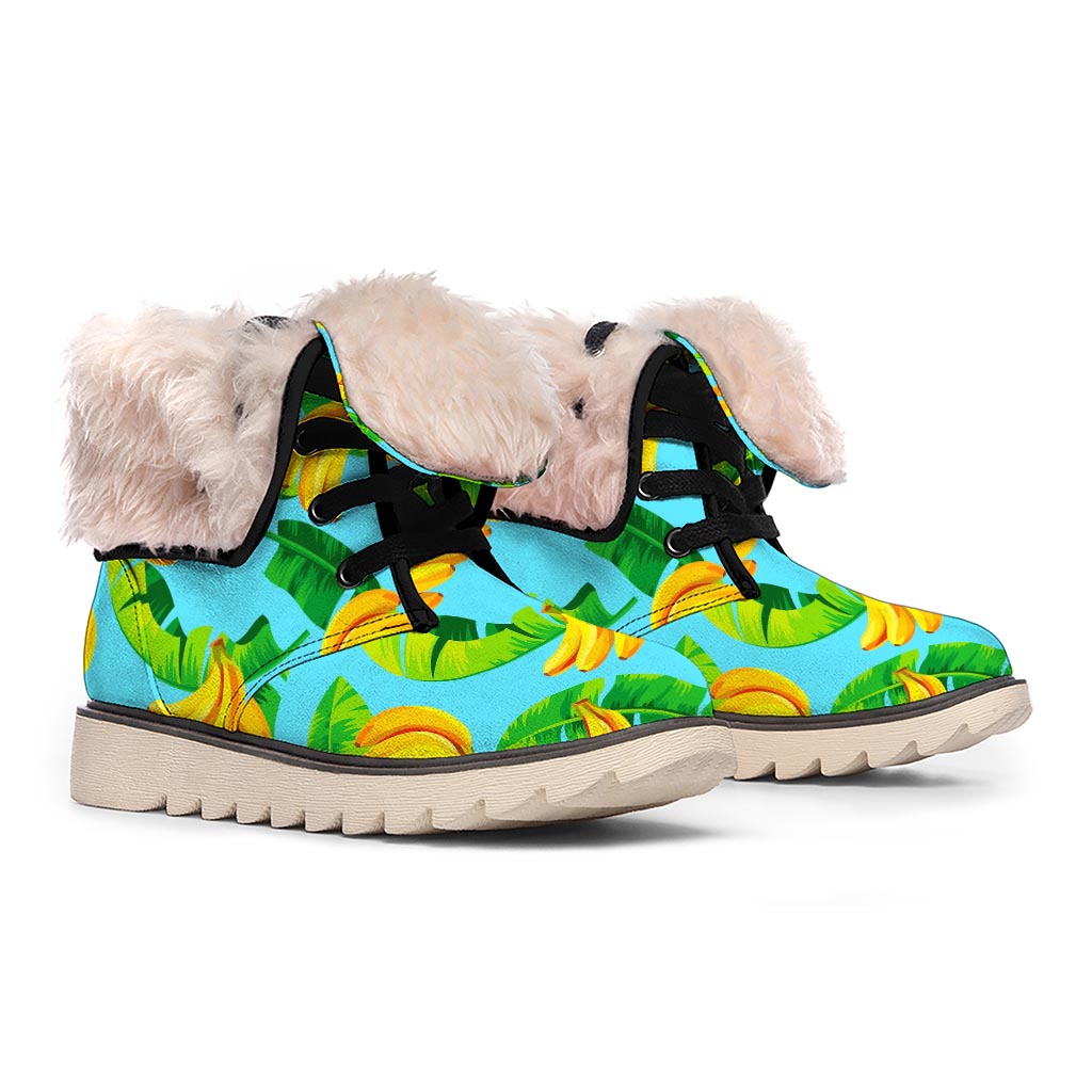 Banana Leaf Pattern Print Winter Boots