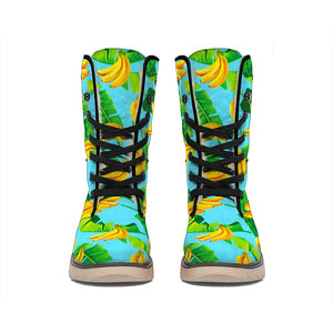 Banana Leaf Pattern Print Winter Boots