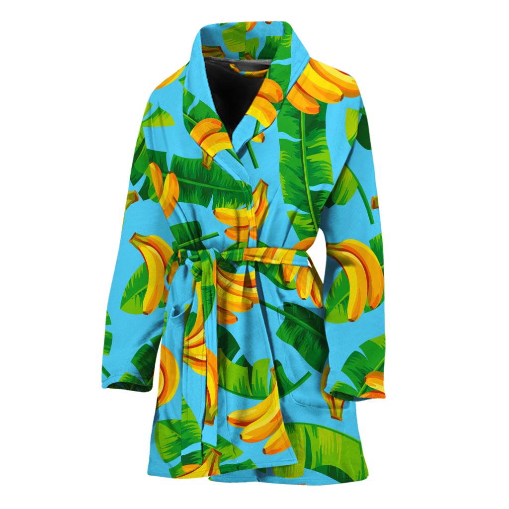 Banana Leaf Pattern Print Women's Bathrobe