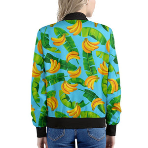 Banana Leaf Pattern Print Women's Bomber Jacket