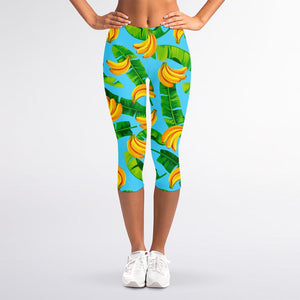 Banana Leaf Pattern Print Women's Capri Leggings