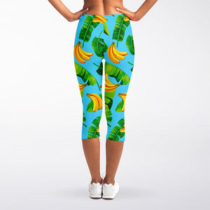 Banana Leaf Pattern Print Women's Capri Leggings