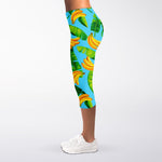 Banana Leaf Pattern Print Women's Capri Leggings