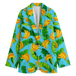 Banana Leaf Pattern Print Women's Cotton Blazer