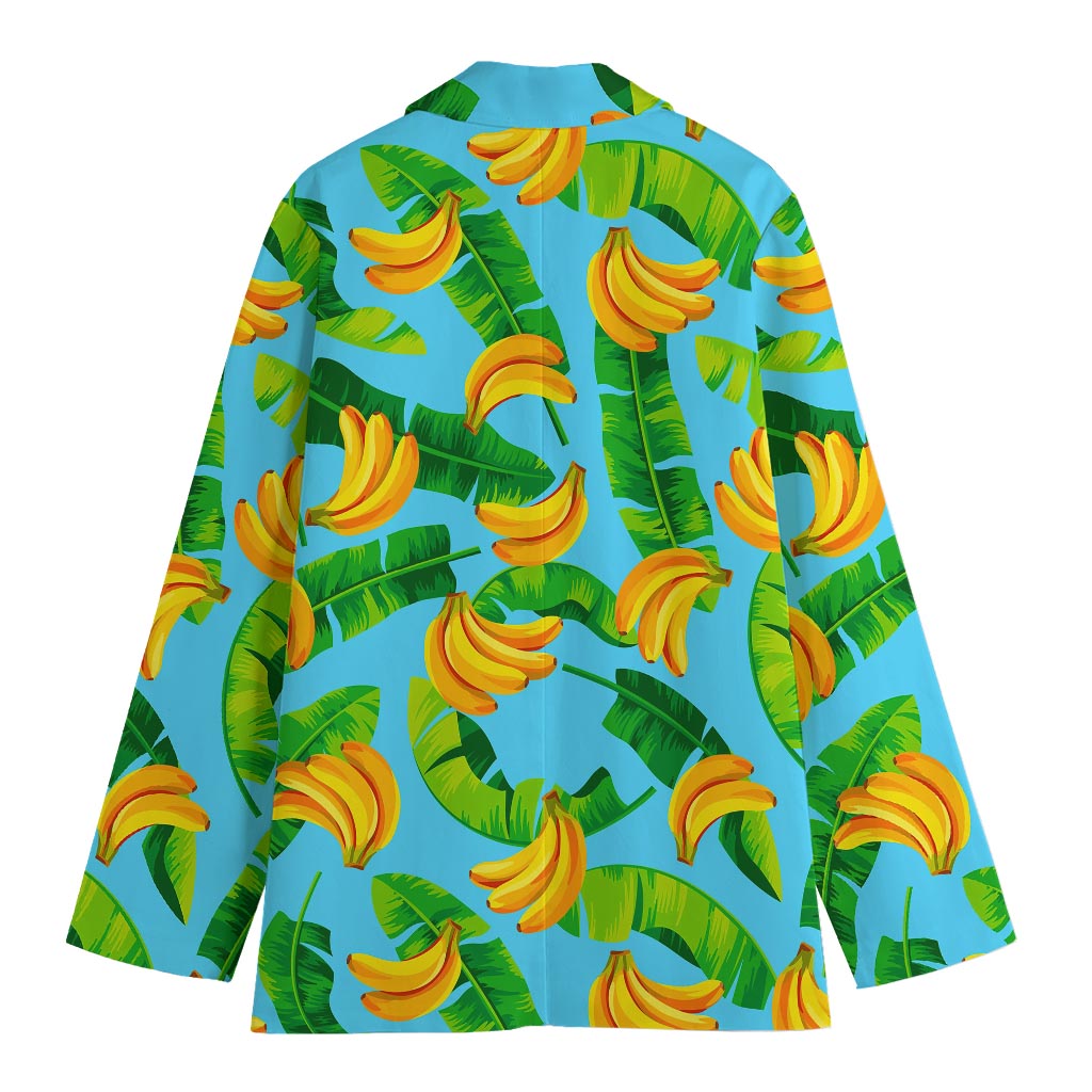 Banana Leaf Pattern Print Women's Cotton Blazer