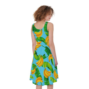 Banana Leaf Pattern Print Women's Sleeveless Dress