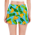 Banana Leaf Pattern Print Women's Split Running Shorts