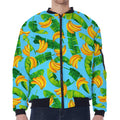 Banana Leaf Pattern Print Zip Sleeve Bomber Jacket
