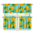 Banana Palm Leaf Pattern Print 3 Piece Kitchen Curtains