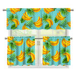 Banana Palm Leaf Pattern Print 3 Piece Kitchen Curtains