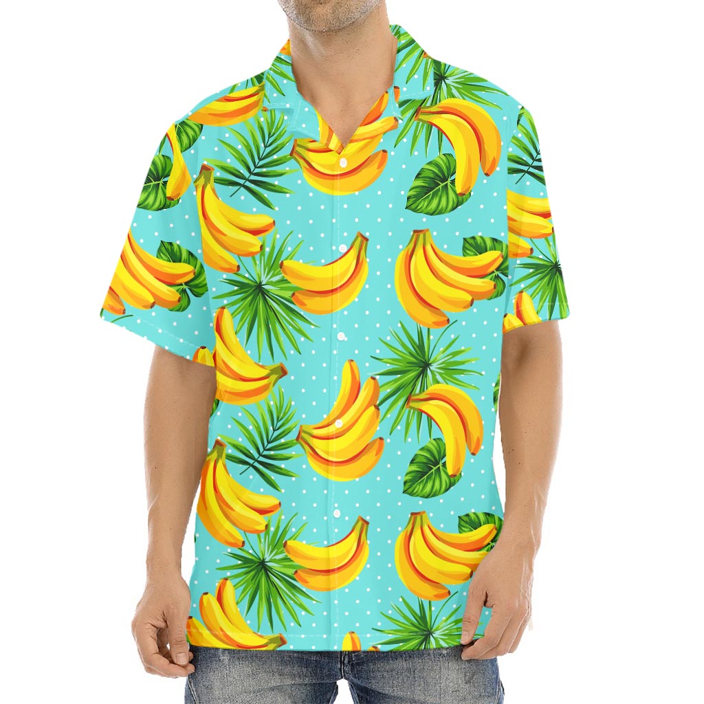 Banana Palm Leaf Pattern Print Aloha Shirt