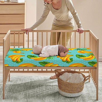 Banana Palm Leaf Pattern Print Baby Crib Sheet