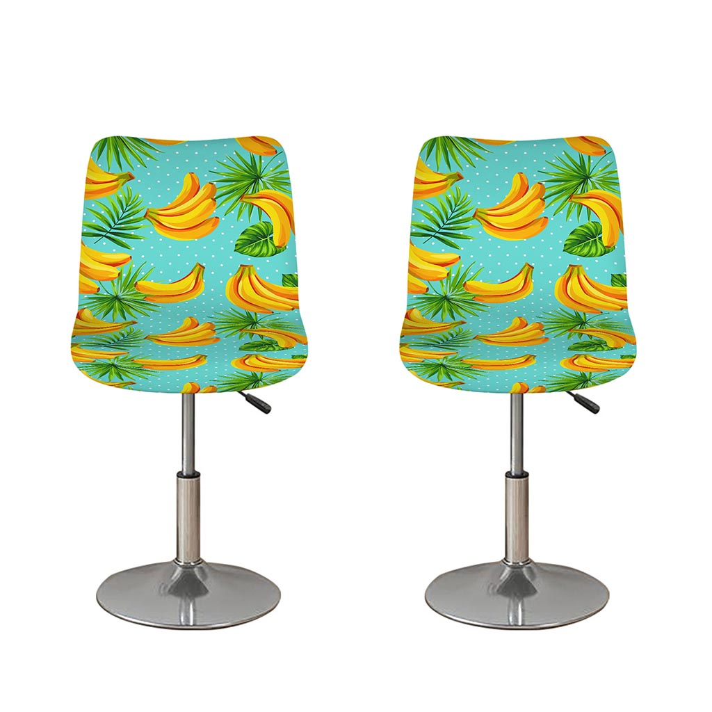 Banana Palm Leaf Pattern Print Bar Stool Covers