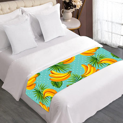 Banana Palm Leaf Pattern Print Bed Runner