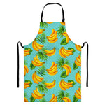 Banana Palm Leaf Pattern Print Bib Apron With Pocket