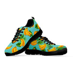 Banana Palm Leaf Pattern Print Black Running Shoes