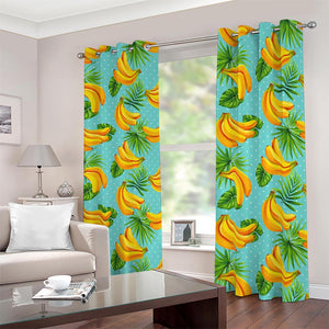 Banana Palm Leaf Pattern Print Blackout Grommet Curtains