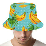 Banana Palm Leaf Pattern Print Bucket Hat