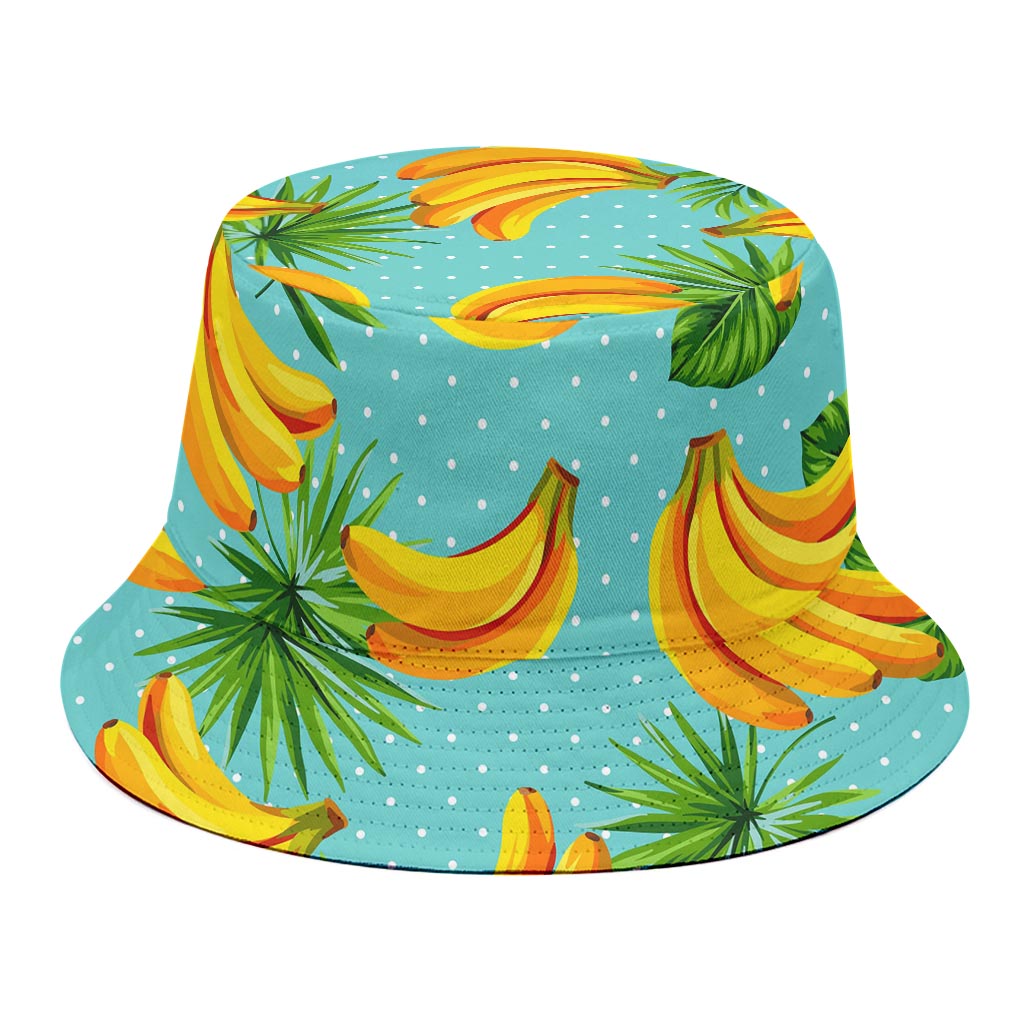 Banana Palm Leaf Pattern Print Bucket Hat