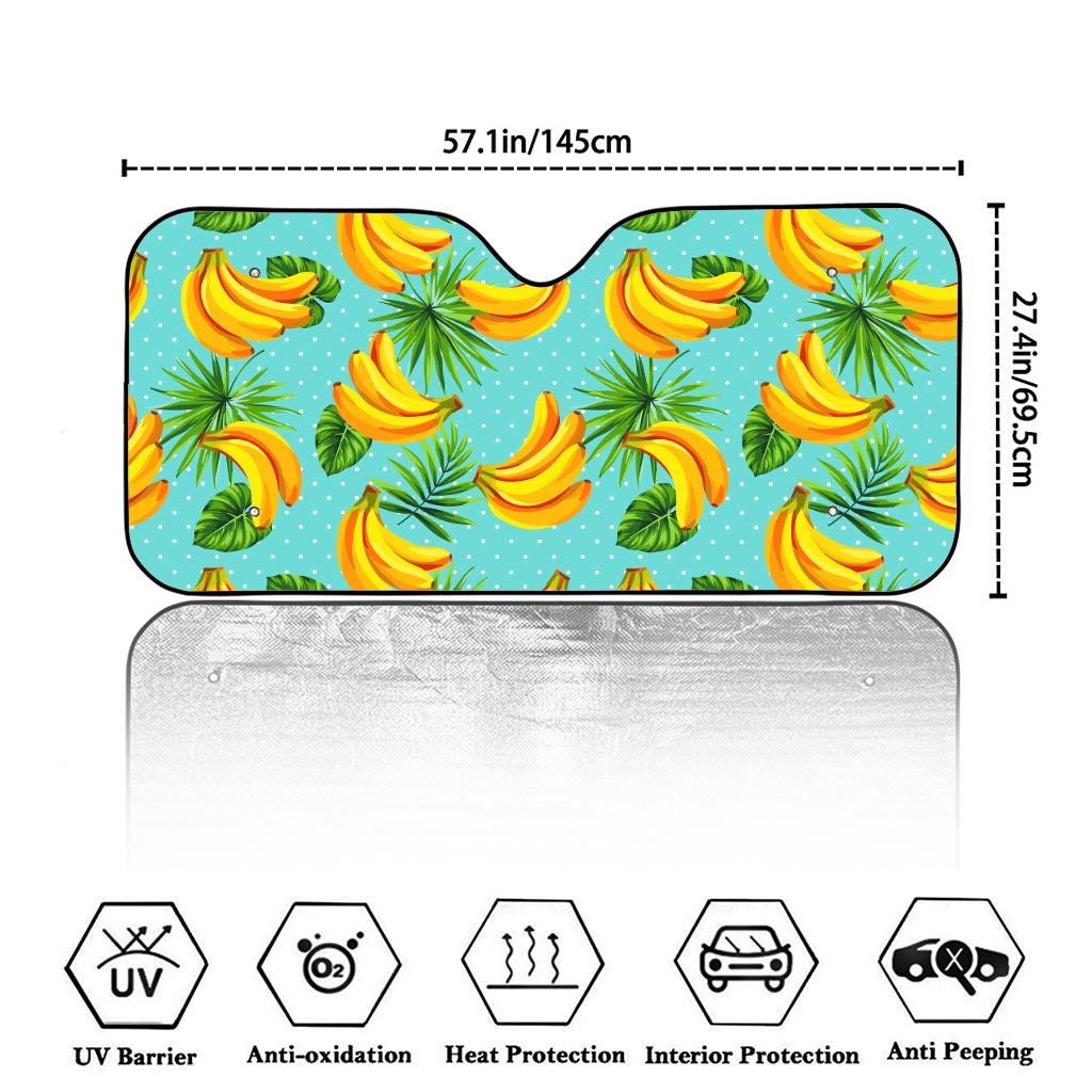 Banana Palm Leaf Pattern Print Car Windshield Sun Shade