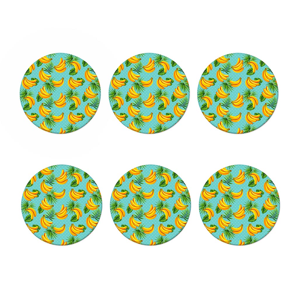 Banana Palm Leaf Pattern Print Coaster Set