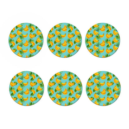 Banana Palm Leaf Pattern Print Coaster Set