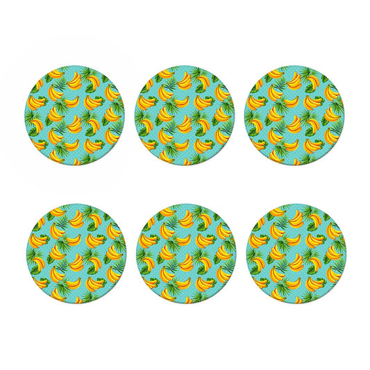 Banana Palm Leaf Pattern Print Coaster Set