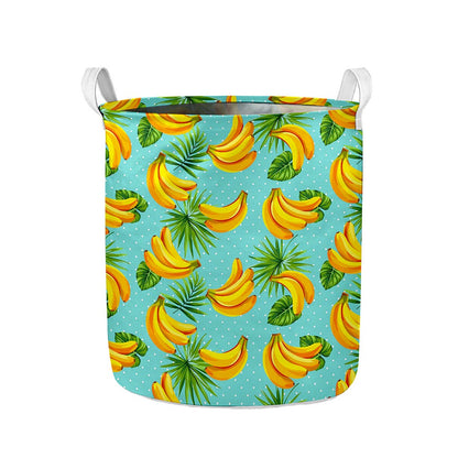 Banana Palm Leaf Pattern Print Collapsible Laundry Basket