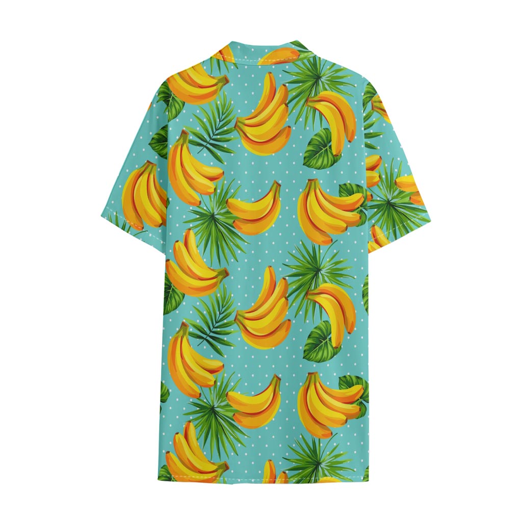 Banana Palm Leaf Pattern Print Cotton Hawaiian Shirt