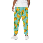 Banana Palm Leaf Pattern Print Cotton Pants